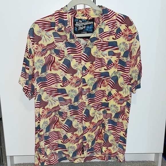 Rowdy Gentlemen American Flag Hawaiian Shirt Large - Picture 1 of 6
